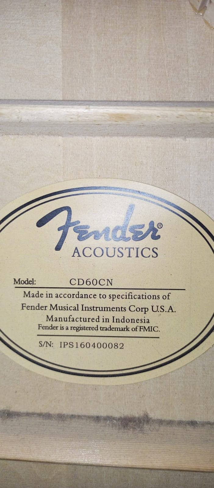 fender acoustic guitar CD60 CN 2