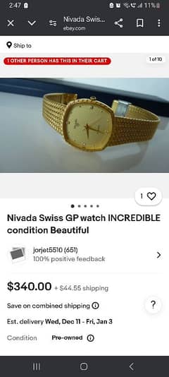 nivada Swiss made unisex watch yellow champagne dial with 4 stones