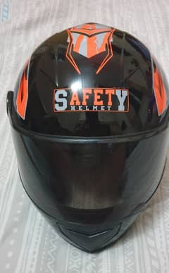 Bike Helmet Black Color with Sports Designing in Orange Color