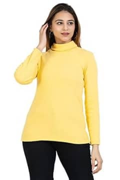 YHA Women's High Neck Full Sleeves Solid Winter Tshirts…