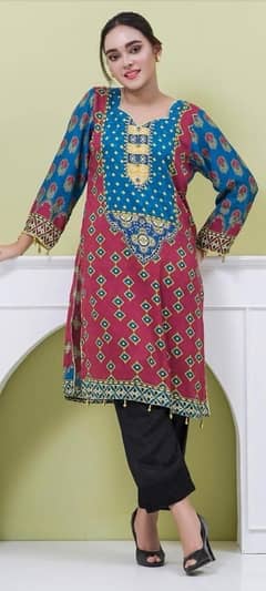 1 Pc Women's Unstitched Lawn Printed Shirt