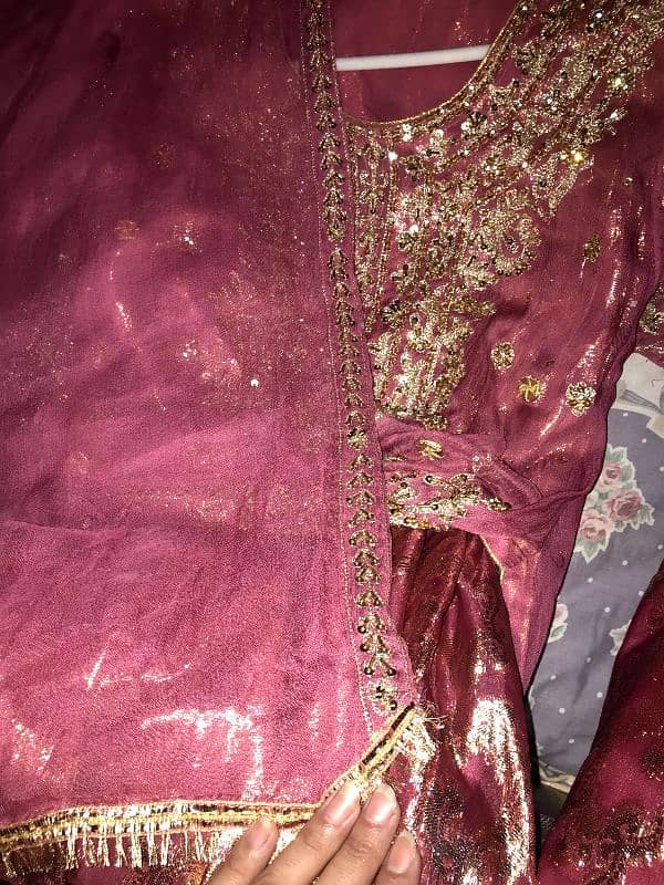 long shrlt dupta with sharara full emdrdry pure shifon 2