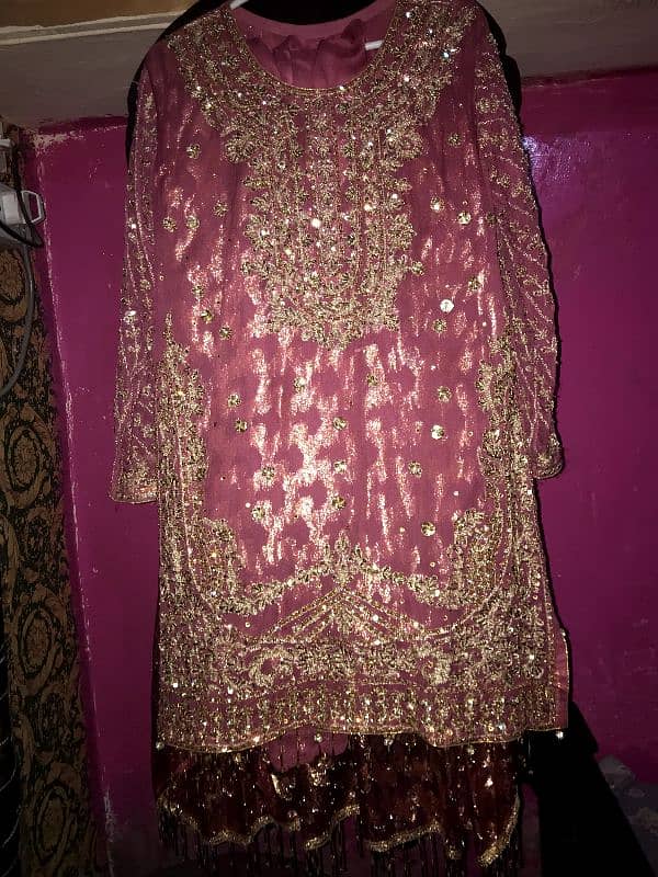 long shrlt dupta with sharara full emdrdry pure shifon 7