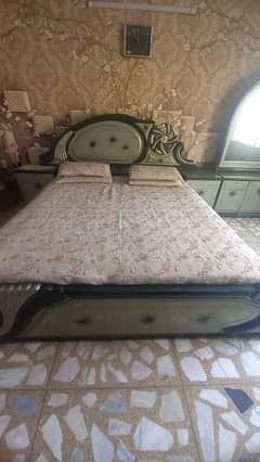 Double Bed With side tables Dressing and 2 Chairs