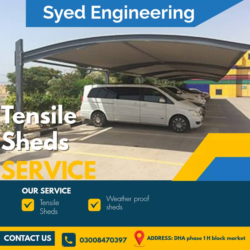 Car Parking Shed - Fiber Shed - Car Porch Shed - Tensile Shed 0