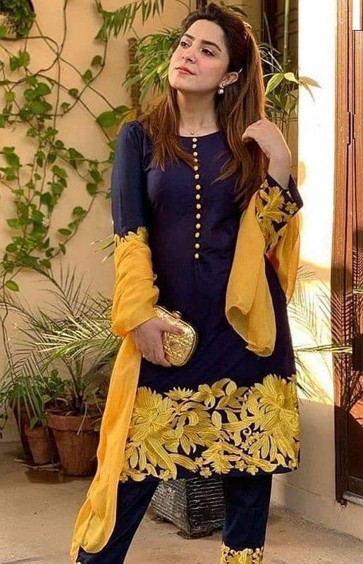 3 pcs womans unstitched lawn Embroidered suit. 0