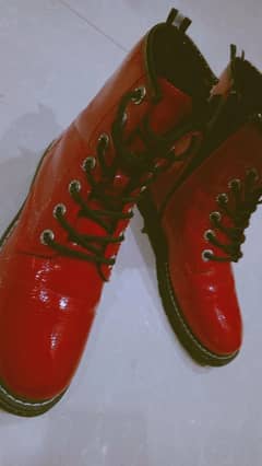 red high ankle shoes