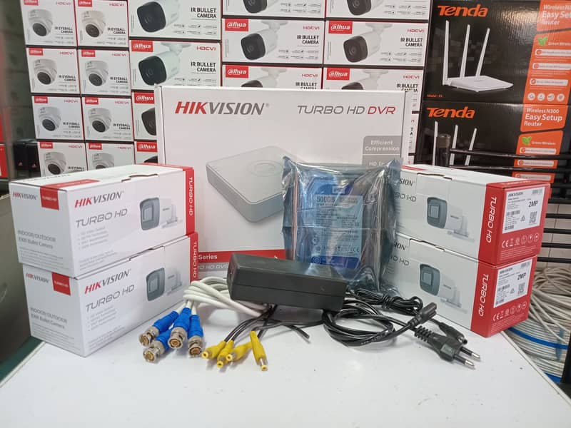 cctv | 4 Cameras Package | Security Cameras | dvr | Hikvision | HD 1