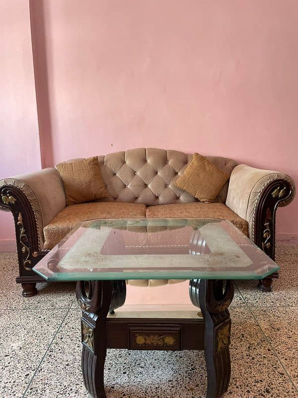 Chiniot Wood 7 Seater Sofa Set Urgent Sale Cash Need 1