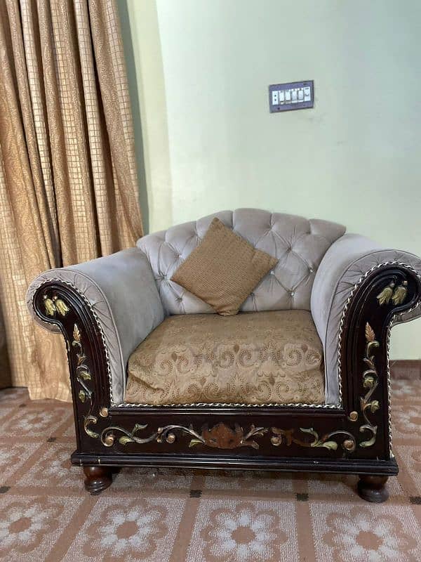 Chiniot Wood 7 Seater Sofa Set Urgent Sale Cash Need 9