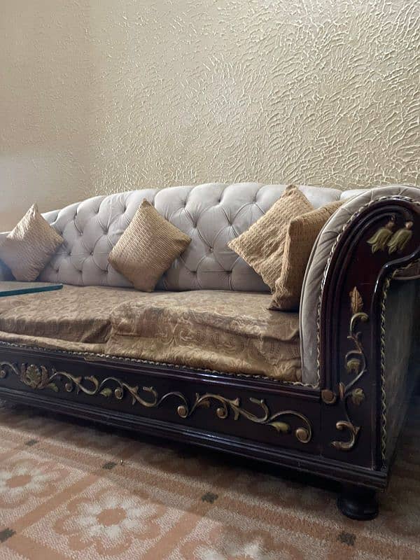 Chiniot Wood 7 Seater Sofa Set Urgent Sale Cash Need 12