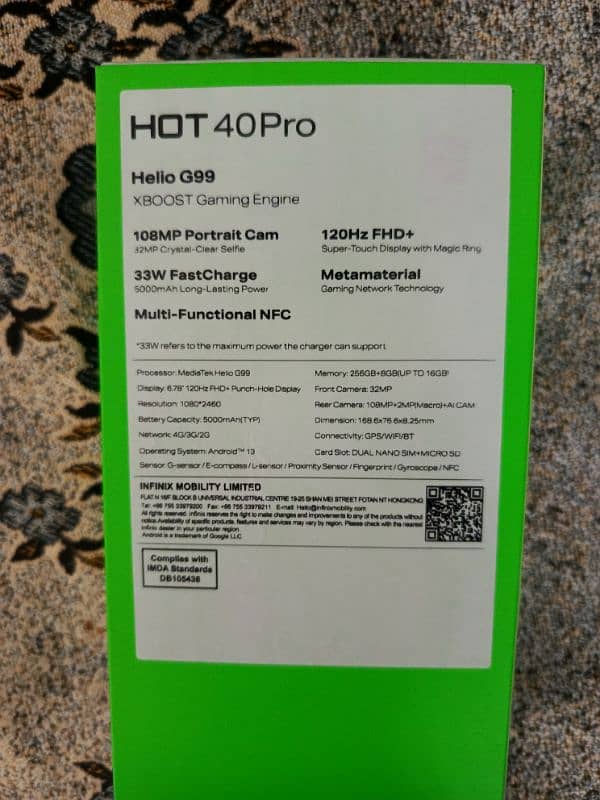 Infinix Hot 40 Pro 256/8+8 Lush Condition 3