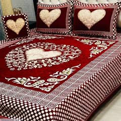 4 Pcs Velvet Printed Double Bedsheets