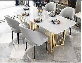 8 seater dining table set/marble top table/wooden chairs/luxury dining 6