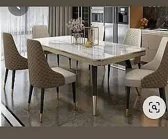 8 seater dining table set/marble top table/wooden chairs/luxury dining 10