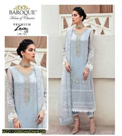 3 pcs women's unstitched lawn Embroidered suit