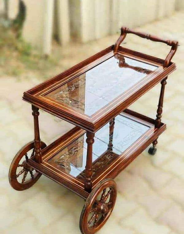 wooden tea trolley 0