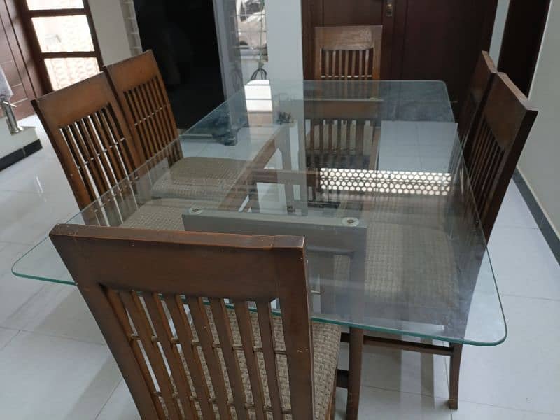 6 seater dining table / glass top dining table with chair for sale 4