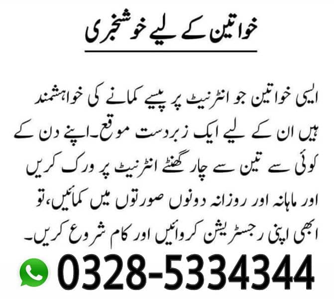 Online job/Part/Full time/Students/Teachers/house wife/job holders 0