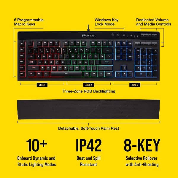 Corsair K55 RGB Gaming Keyboard Three-Zone dynamic RGB 2