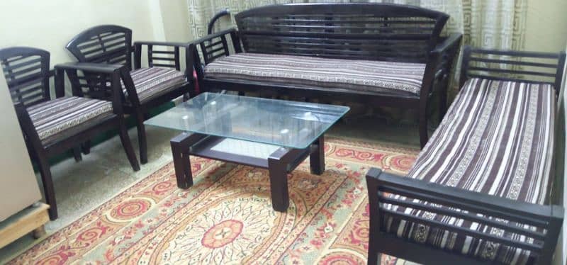 Fancy 8 seater wooden sofa set with center table 0