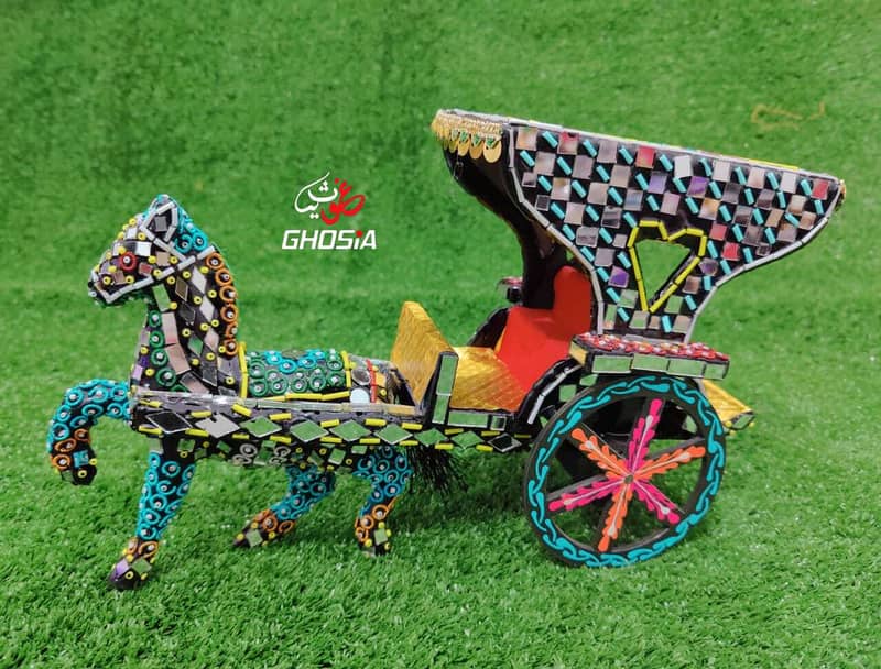 Traditional Punjabi Horse Cart Décor with Beautiful Glass Detailing. 7