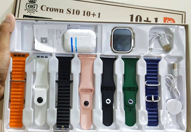 ultra smart watch with 7 straps and air pods 1