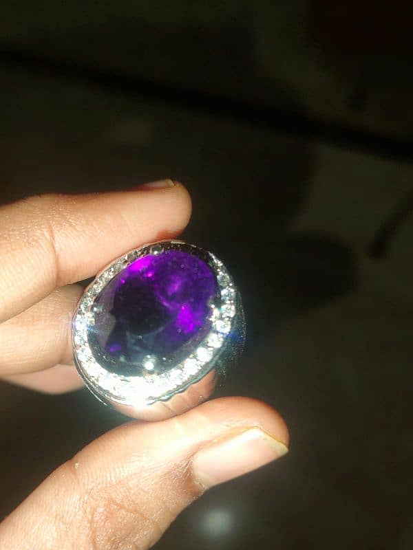 silver chandi handmade imported ring with natural amatys from brazil 4