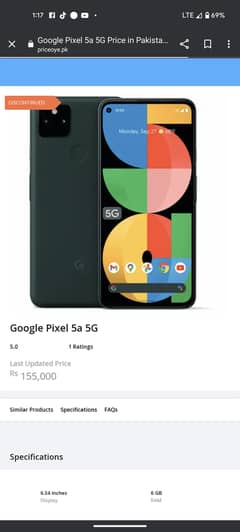 google pixel 5a 5g,,,dual sim pta approved. . 03006778405