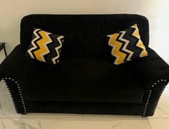 Black Velvet Sofa Set