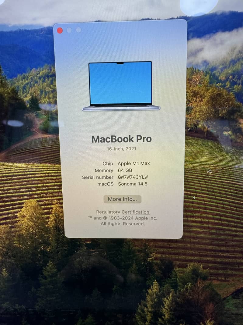 MacBook Pro 16" M1 Max Ram 64 SSD 4 TB Apple Care Plus May 2025 3