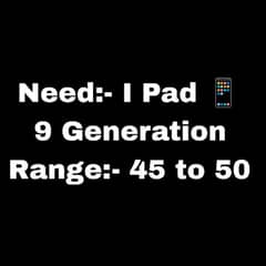 need 9th Generation I pad