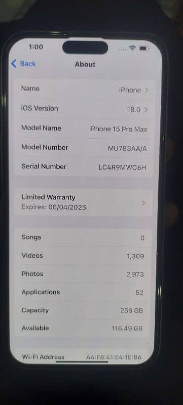 15 pro max 256Gb 8