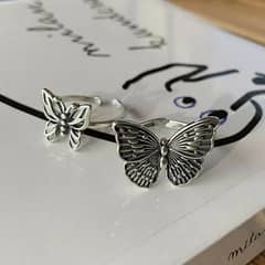 • Butterfly Adjustable Silver Ring For Girls