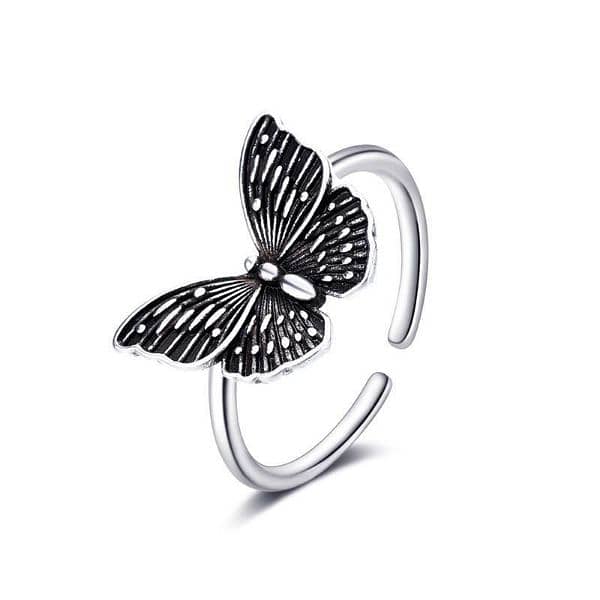 • Butterfly Adjustable Silver Ring For Girls 3