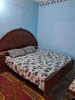 king size bed with mattress 15000, side table 3000