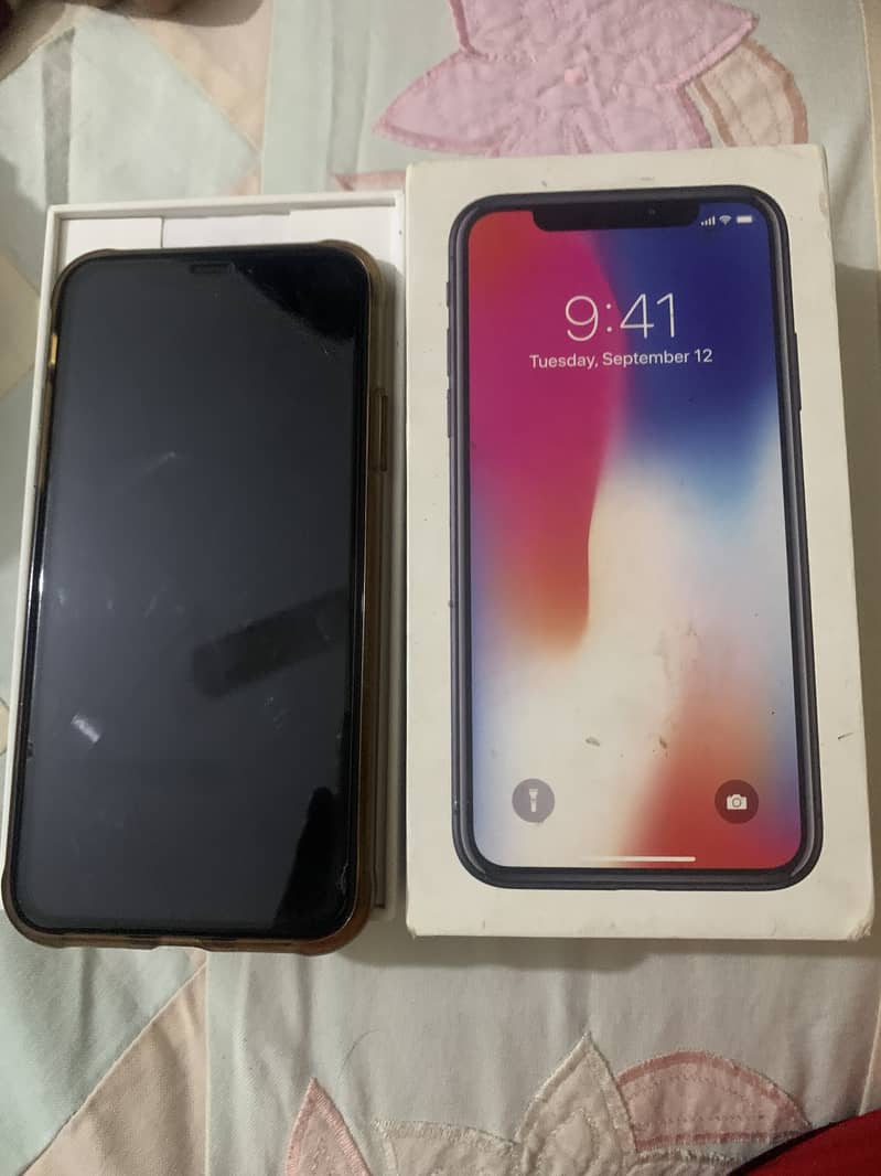 IPhone X 64GB, PTA approved, 100% ok & Genuine ondition with box only 9