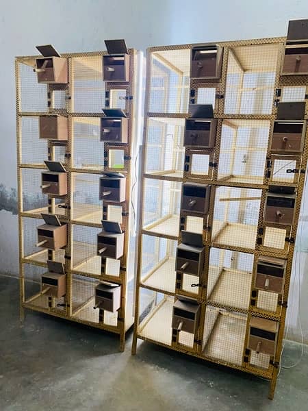 Kikkar cages , finch cages with boxes , pots 6