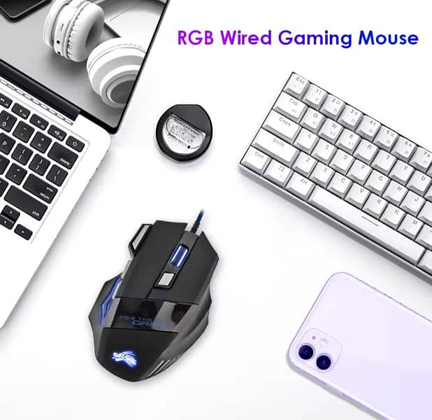 RGB USB Wired Gaming Mouse 5500 DPI For Computer Laptop 0