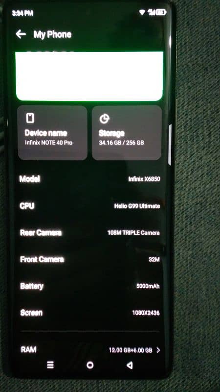 infinix note 40 pro 5g/12+6/256gb 4