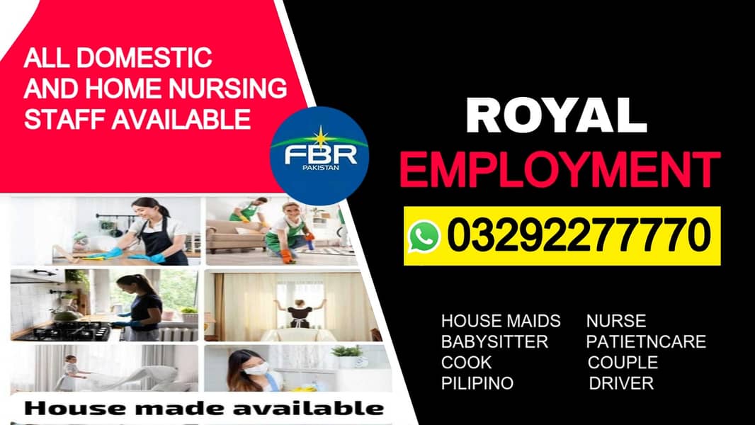 Maids / House Maids / Couple/ Baby Sitter / Patient Care / Nanny staf 0