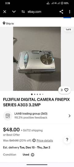 Fuji film digital camera series a303 0