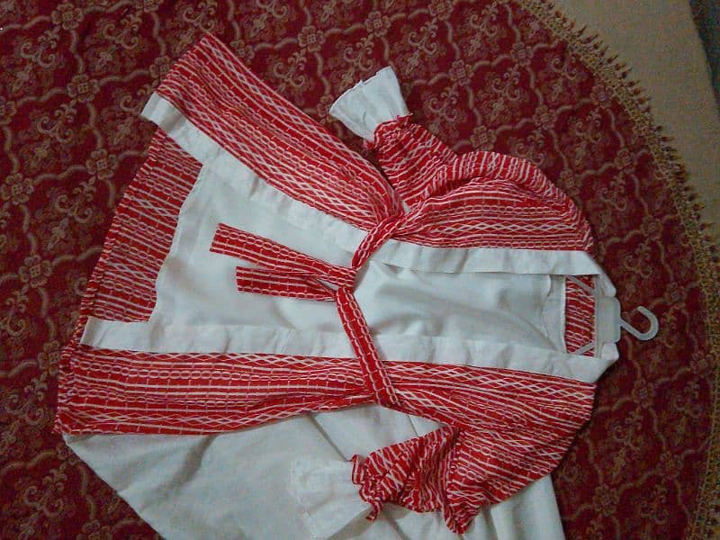 white and Red open shirt with plazo 1