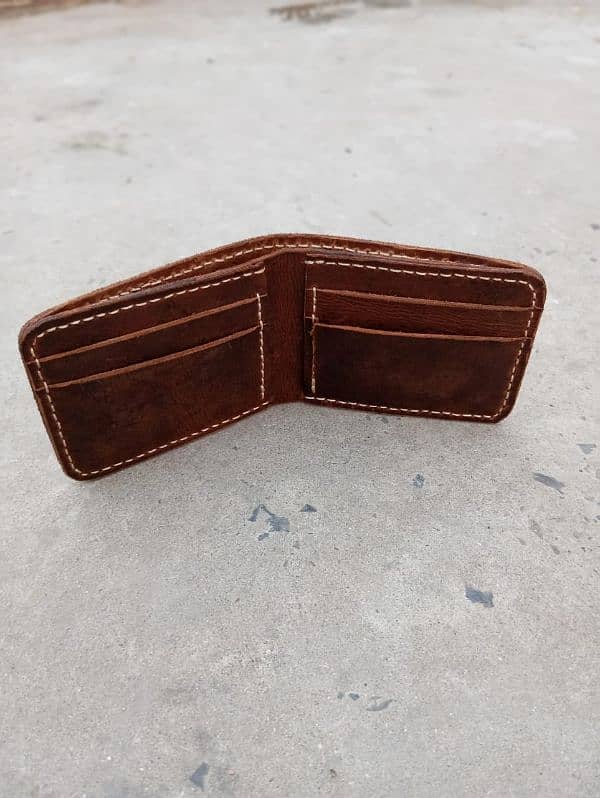 Pure Leather wallet hand stitched pure hand made in pull up leather 4