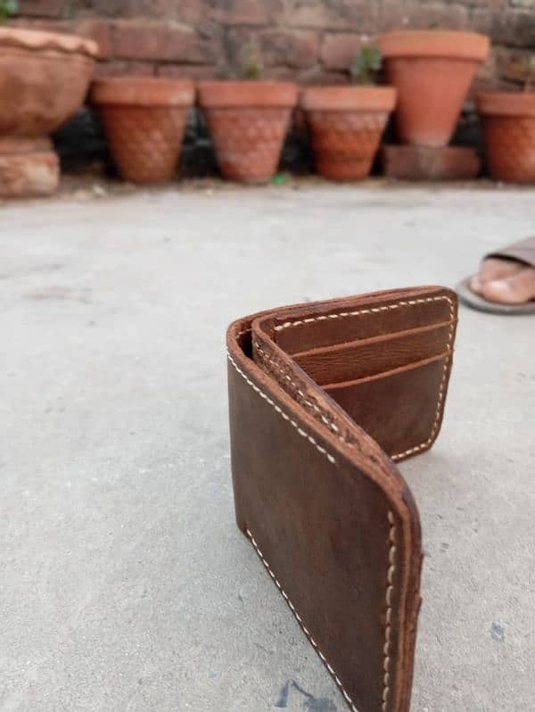 Pure Leather wallet hand stitched pure hand made in pull up leather 8