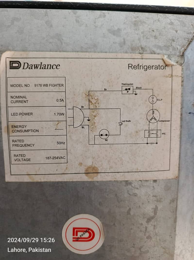 Dawlance fridge Large size (0306=4462/443)  lubset 6