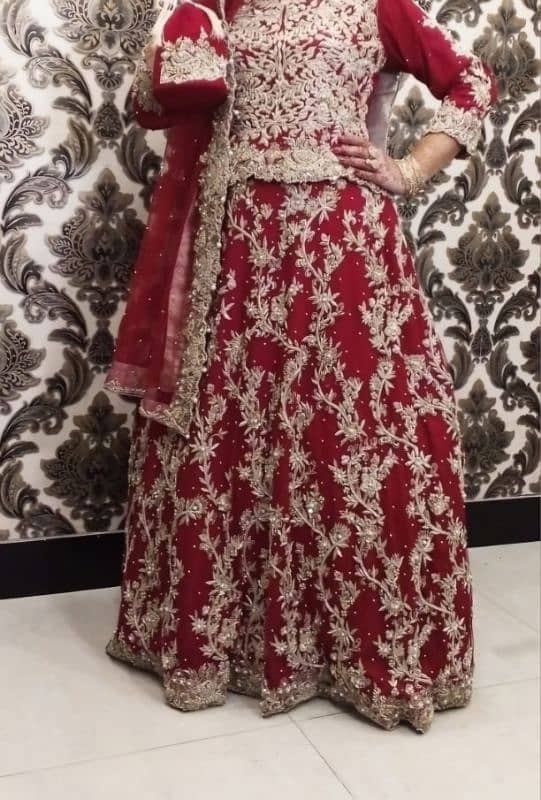 Bridal lehenga | Wedding dress | Dark red lehenga| Barat lehenga 2