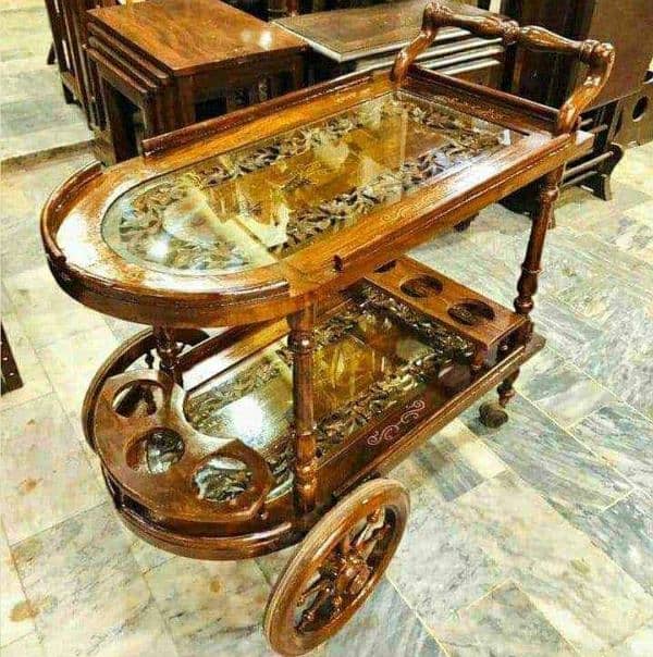 wooden tea trolley 2