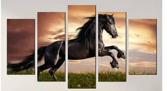 5 Panels Painting of Wild horse Printed size 50x30 inches