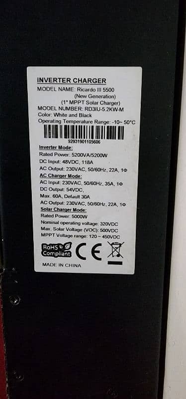 solar inverter crown 5.2kv model 5500 2